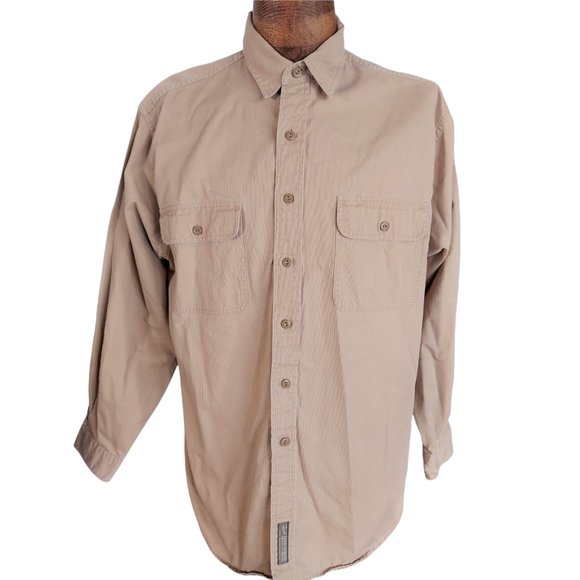 VTG ABERCROMBIE & FITCH Men's Tan Fine Wale Corduroy Safari Shirt Size Medium - Picture 1 of 11